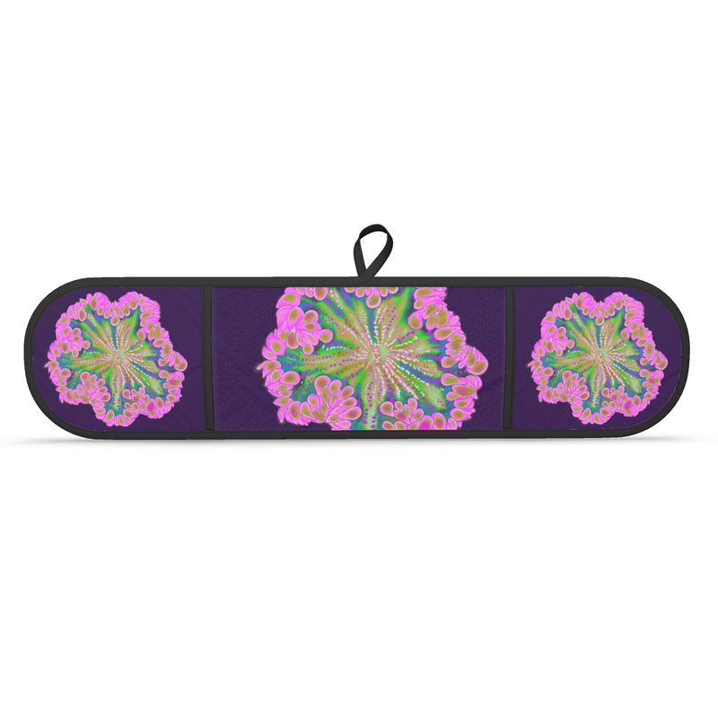 Pink Rock Flower Double Oven Glove