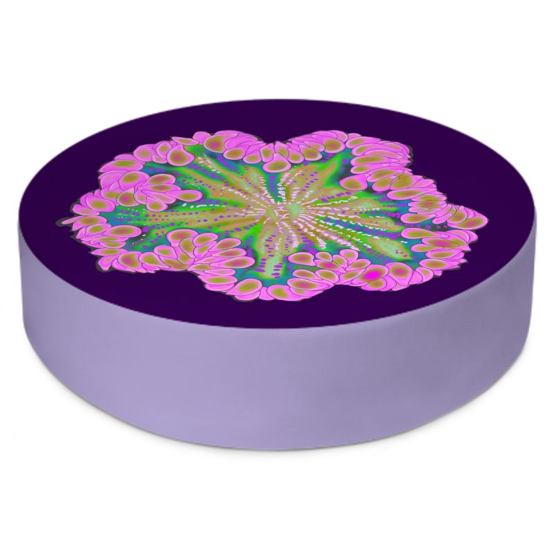 Pink Rock Flower Round Floor Cushions