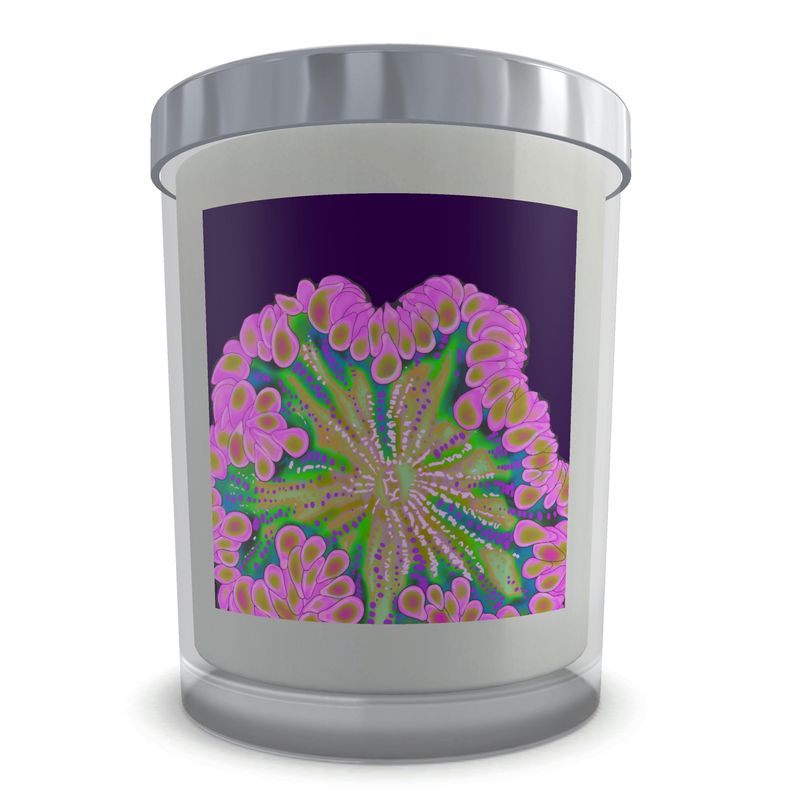 Pink Rock Flower Set Candle in Glass